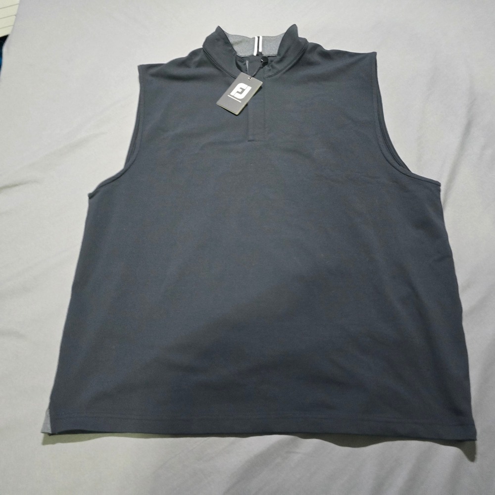 FootJoy Golf Vest Mens 2XL Black Stretch Jersey 1/4 Zip Performance 25256 NEW